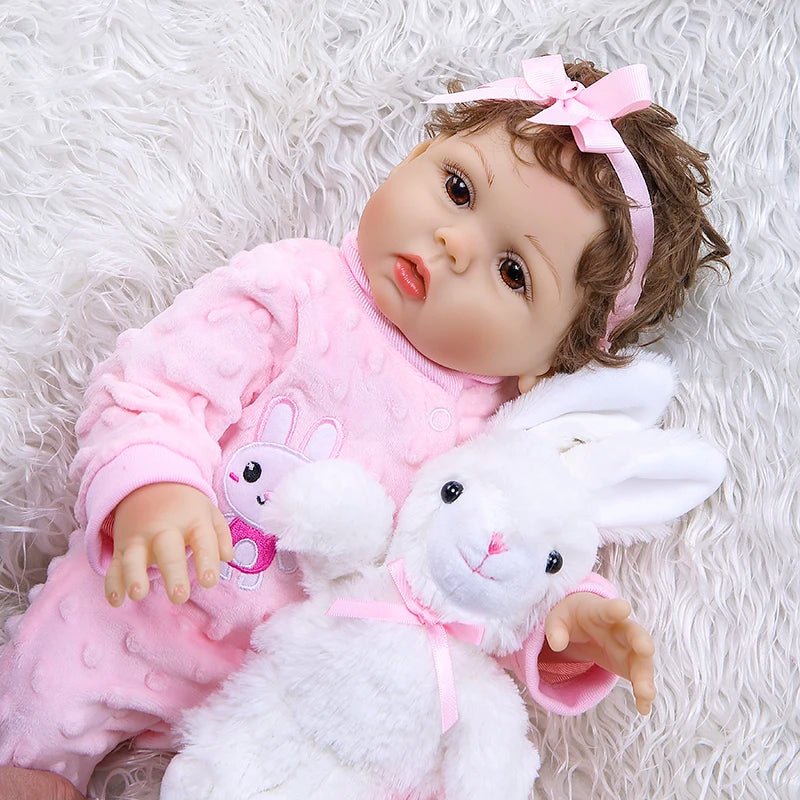 47cm original npk full body solicone bebe doll reborn todderl girl curly hand rooted hair high quality doll bath toy gift