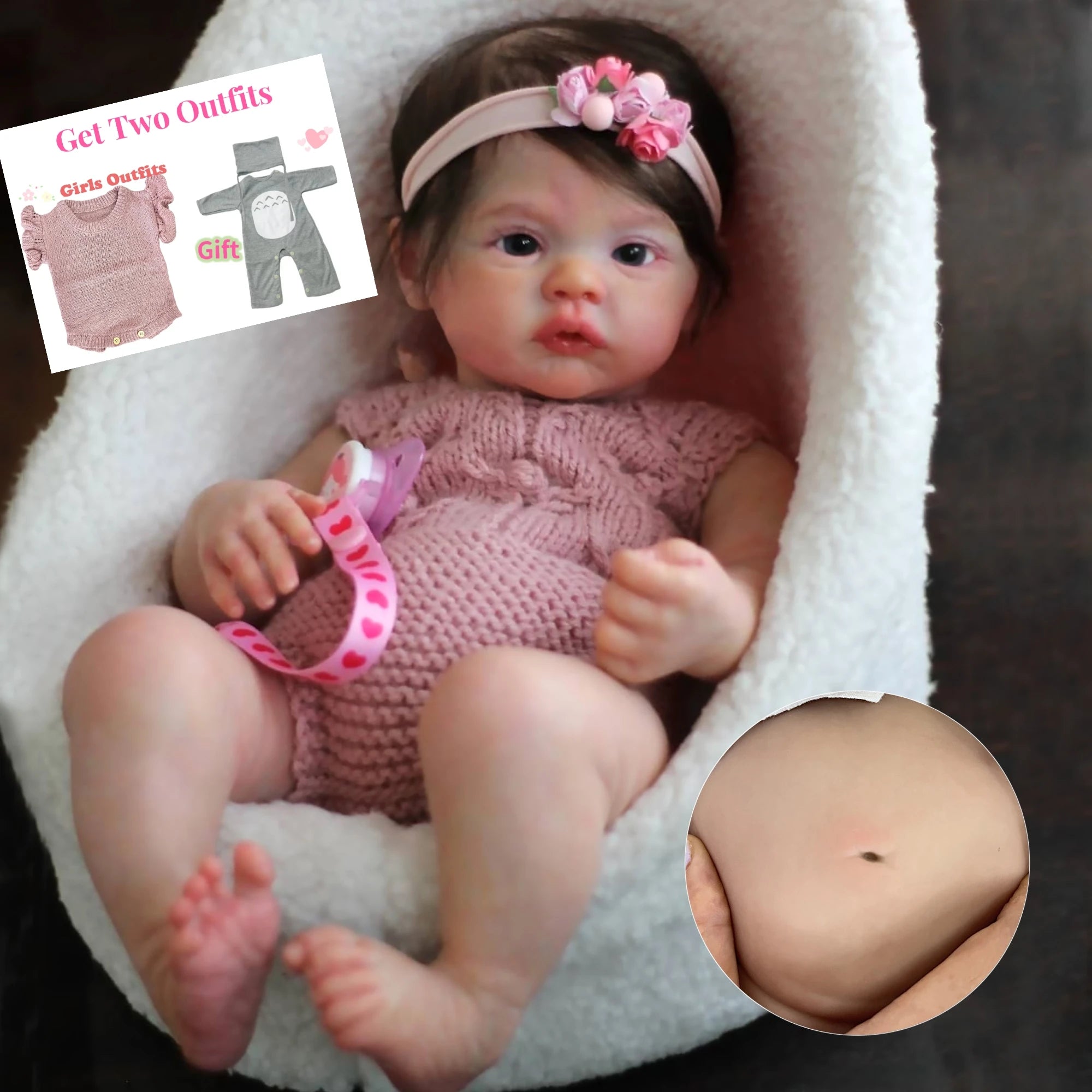 rooted hair handmade lifelike realistic reborn doll toy