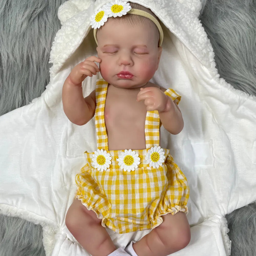 20inch loulou full body silicone vinyl washable newborn baby doll reborn sleeping flexible 3d skin tone