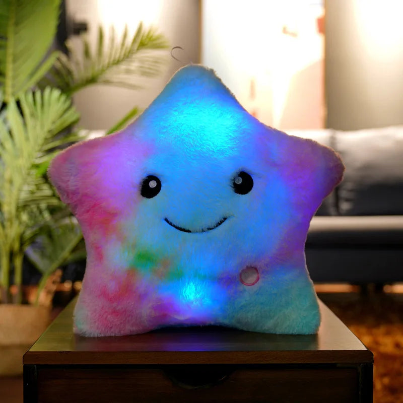 34cm creative toy luminous pillow soft stuffed plush glowing colorful stars cushion led light toys gift