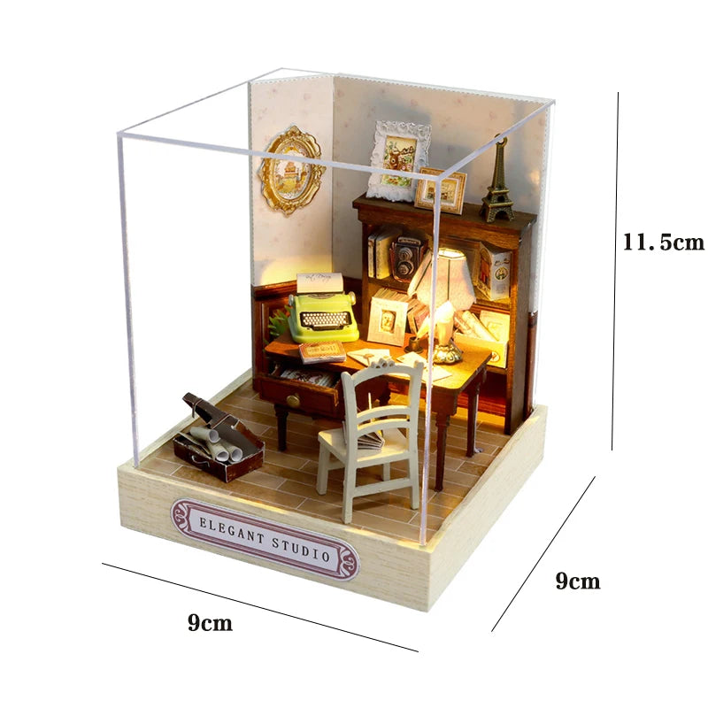 Wooden Miniature Doll House DIY Small House Kit Making Room Toys 3D Puzzle Assembly Building Model Toys for Birthday Gifts | Tesoro Dolls