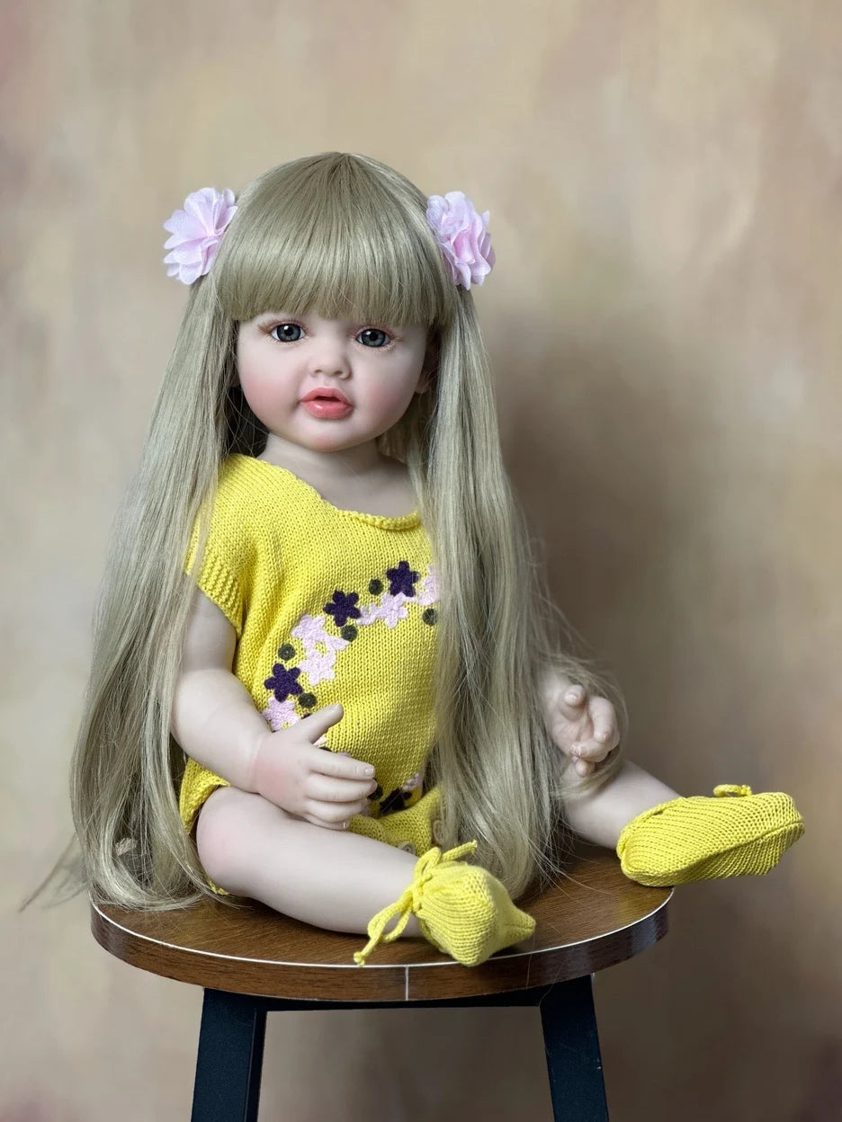 bzdoll 55 cm 22 inch reborn dolls realistic full silicone baby bebe newborn girl doll princess toddler toy gift