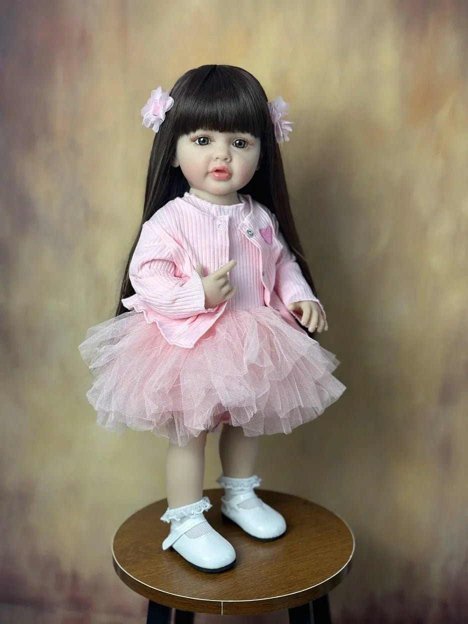 stand reborn baby lifelike girl doll full soft silicone body princess toddler bebe birthday gift