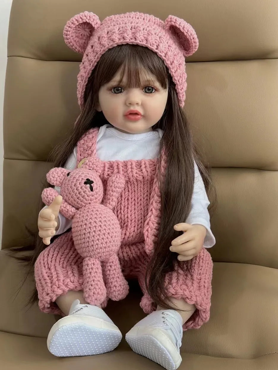 bzdoll 55 cm 22 inch reborn dolls realistic full silicone baby bebe newborn girl doll princess toddler toy gift