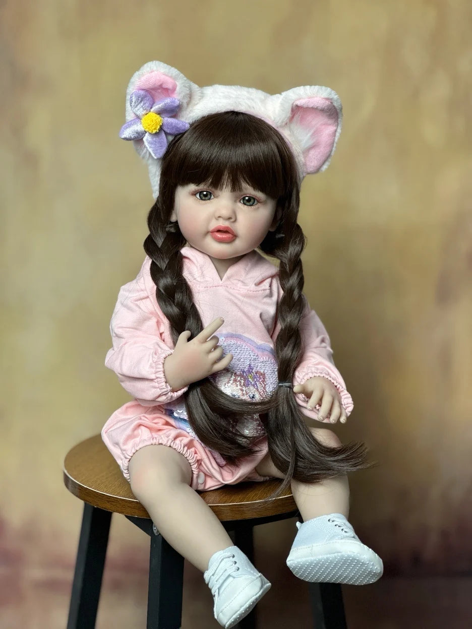 bzdoll 55 cm 22 inch reborn dolls realistic full silicone baby bebe newborn girl doll princess toddler toy gift