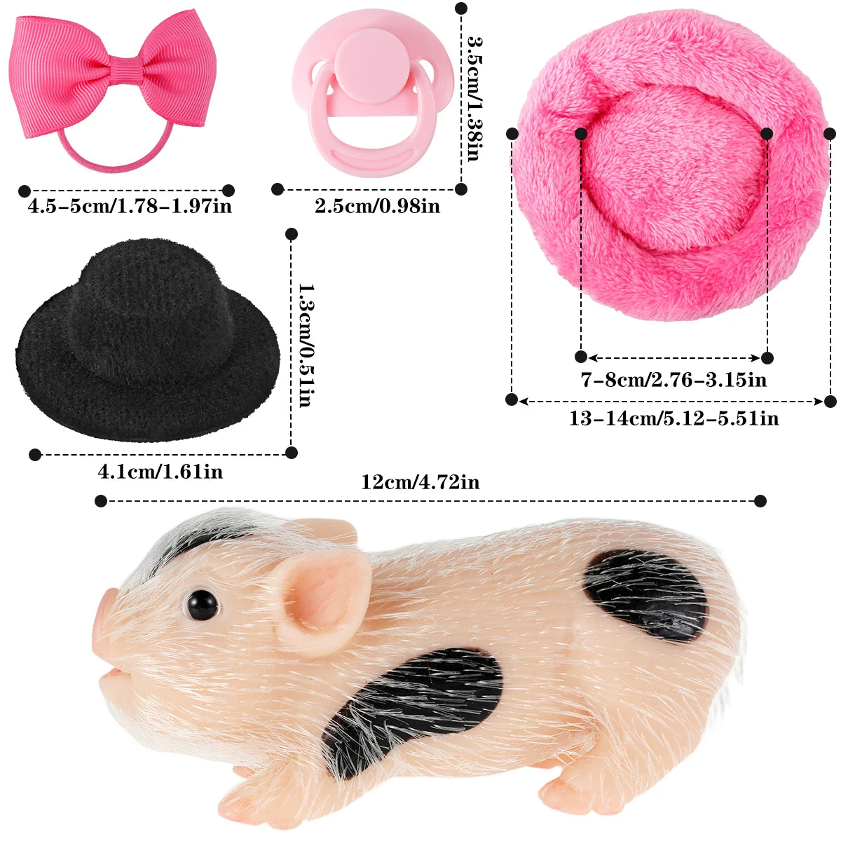 Pig Dolls Toy Set Mini Silicone Piglet Accessory Soft Lifelike Cute Mini Reborn Piglet Newborn Animal Pig Doll Toy Gift For Kids | Tesoro Dolls