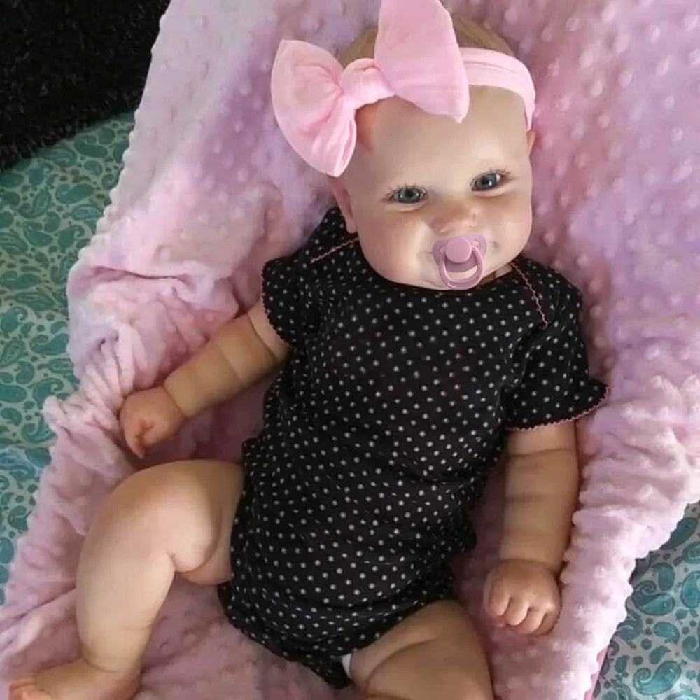 finished reborn baby doll maddie smile girl handmade 3d skin visible veins art collection doll toy figure gift