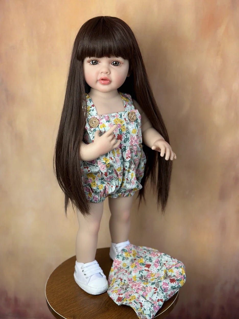 stand reborn baby lifelike girl doll full soft silicone body princess toddler bebe birthday gift