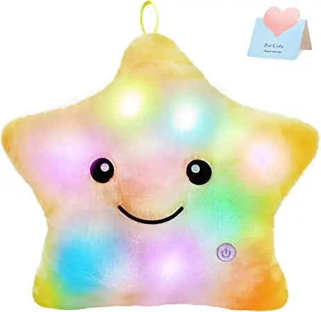 34cm creative toy luminous pillow soft stuffed plush glowing colorful stars cushion led light toys gift