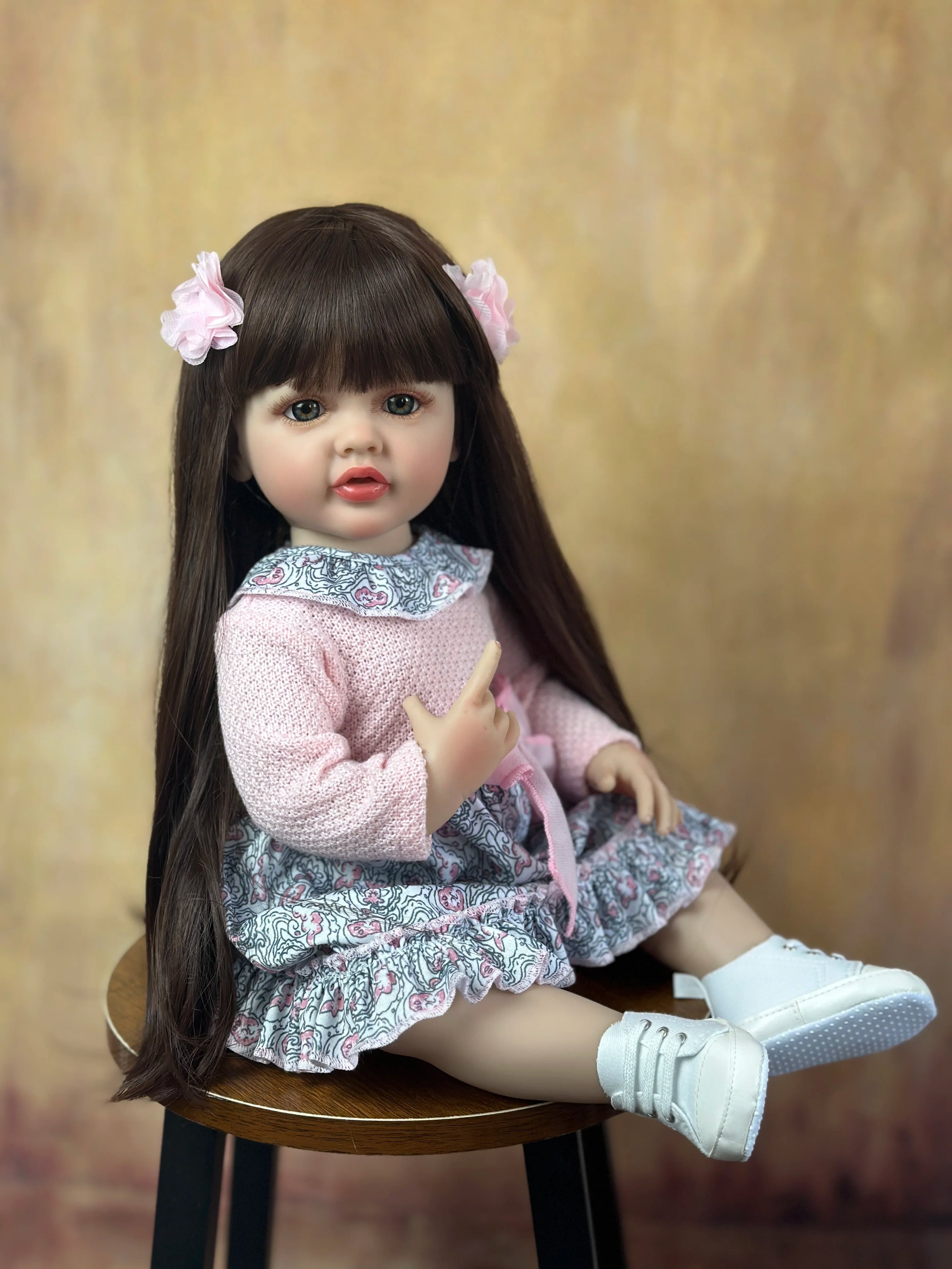 bzdoll full soft silicone body reborn baby girl doll 55cm 22 inch realistic princess toddler bebe bath toy birthday gift