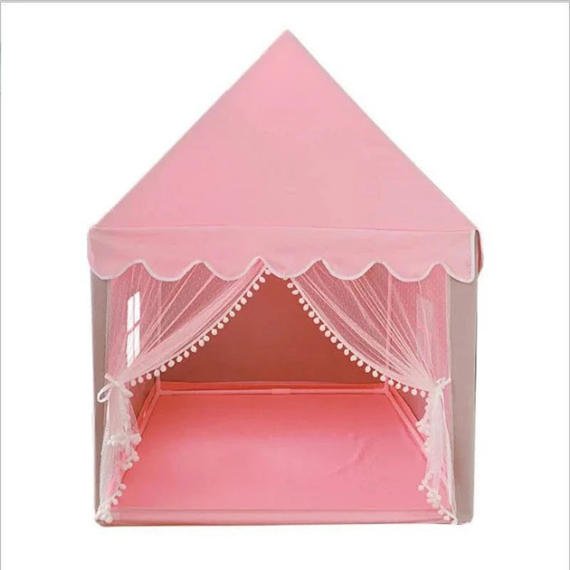 Portable Kids Tent Children's Tent Folding Tipi Baby Play House Large Girls Pink Princess Party Castle Child Room Decor Foldable | Tesoro Dolls