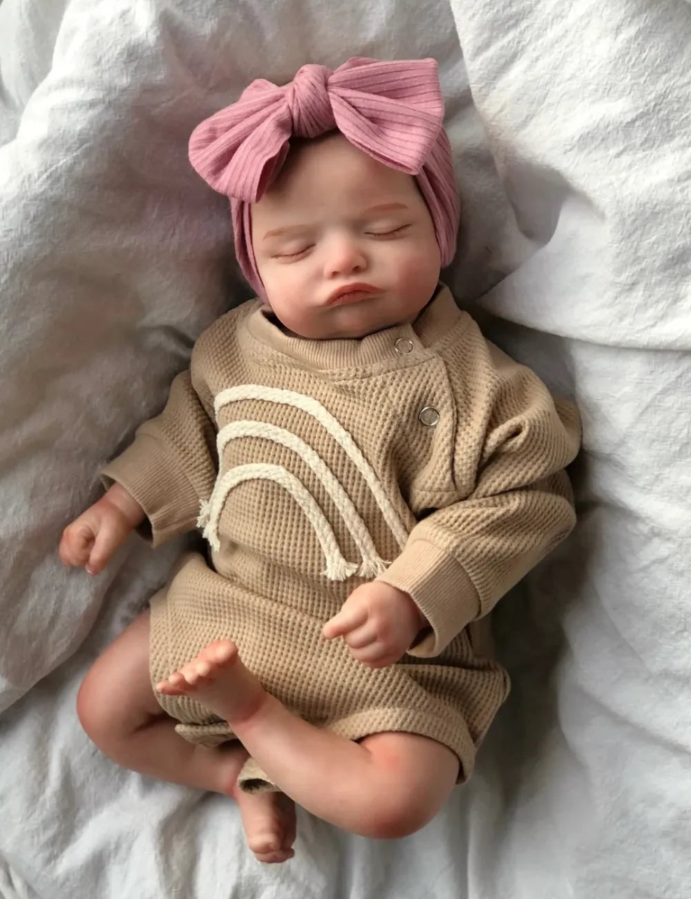 finished painted reborn doll rosalie newborn sleeping doll soft hand-drawing hair 3d skin tone visible veins