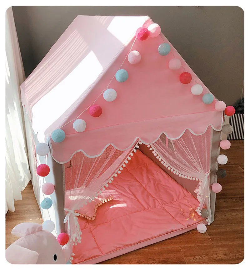 Portable Kids Tent Children's Tent Folding Tipi Baby Play House Large Girls Pink Princess Party Castle Child Room Decor Foldable