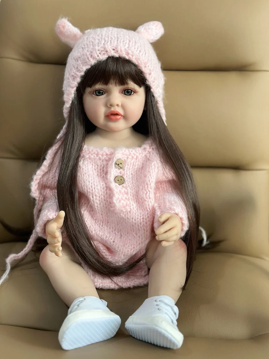 bzdoll 55 cm 22 inch reborn dolls realistic full silicone baby bebe newborn girl doll princess toddler toy gift