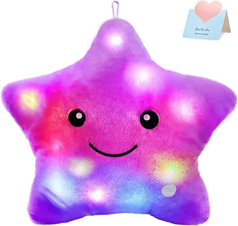 34cm creative toy luminous pillow soft stuffed plush glowing colorful stars cushion led light toys gift