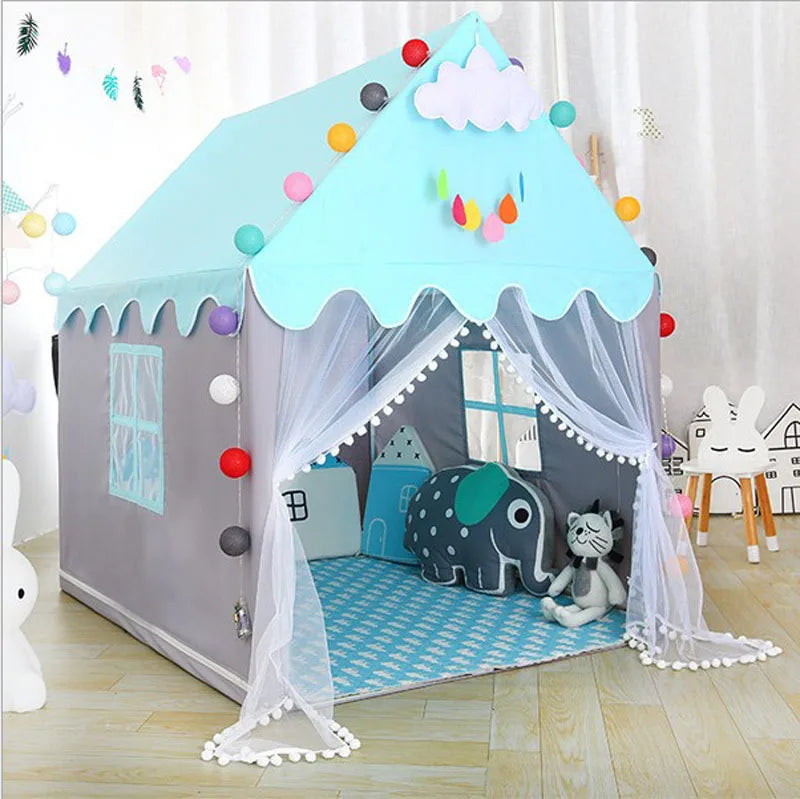 Portable Kids Tent Children's Tent Folding Tipi Baby Play House Large Girls Pink Princess Party Castle Child Room Decor Foldable | Tesoro Dolls