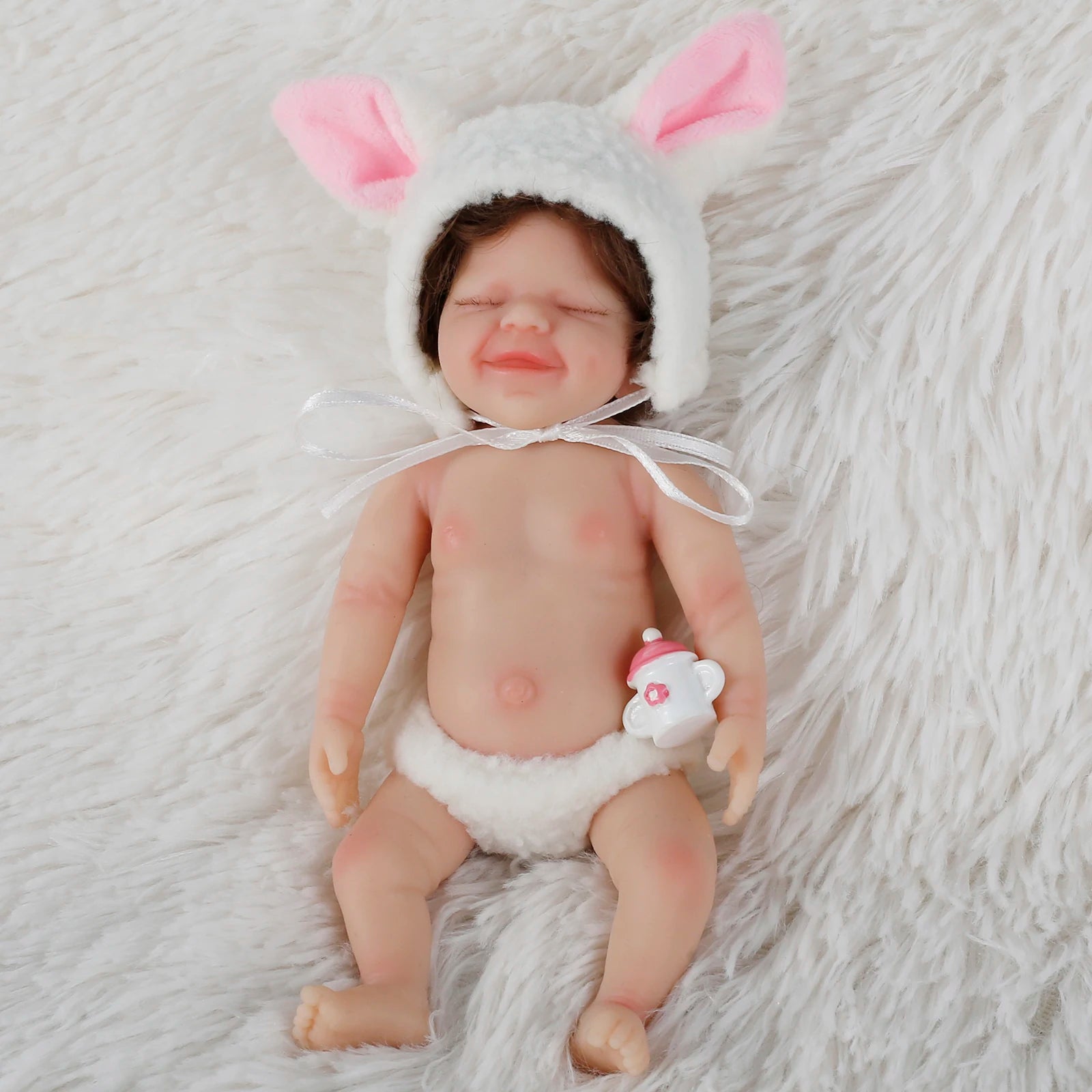 Miniature Reborn Dolls 6inch Smiling Realistic Silicone Infant Soft Washable Newborn Doll With Clothes Toy Cute Baby Doll | Tesoro Dolls