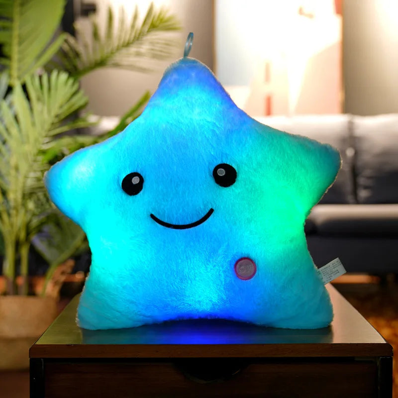 34cm creative toy luminous pillow soft stuffed plush glowing colorful stars cushion led light toys gift