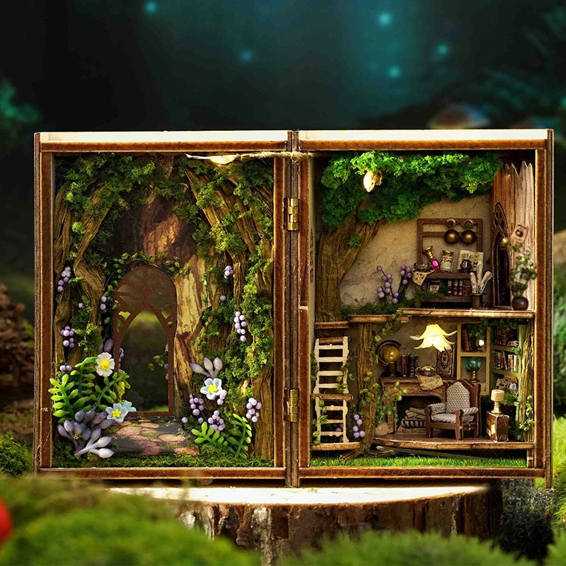 Casa de Muñecas en Miniatura de Madera 3D - Kit de Construcción con Muebles e Iluminación