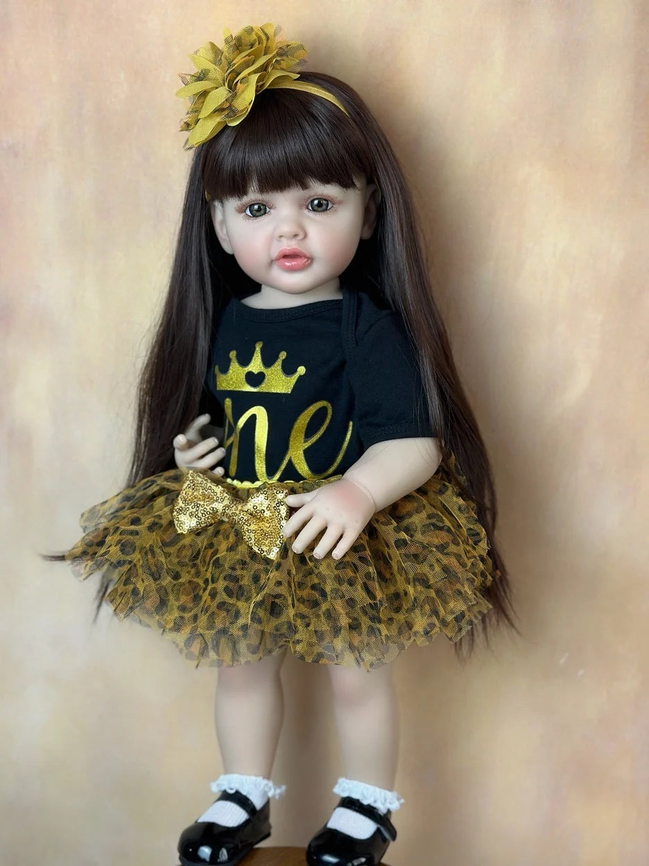 stand reborn baby lifelike girl doll full soft silicone body princess toddler bebe birthday gift