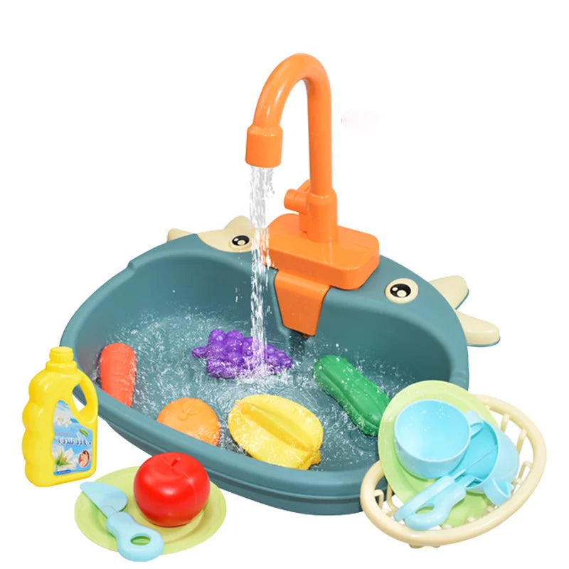 Kids Kitchen Sink Toys Simulation Electric Dishwasher Mini Kitchen Food Pretend Play House Toy Set Children Role Play Girl Toys | Tesoro Dolls