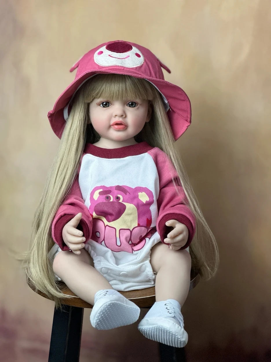 bzdoll 55 cm 22 inch reborn dolls realistic full silicone baby bebe newborn girl doll princess toddler toy gift