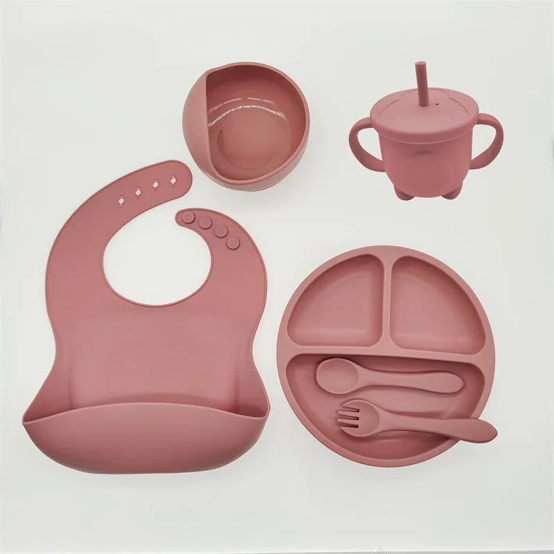 tableware set baby complementary food training silicone tableware 8pce set baby suction cups bowls baby supplies