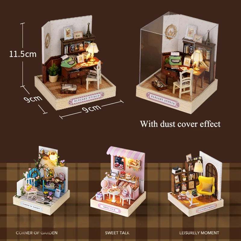 Milk Tea Mini Doll House DIY Kit For Making Room Toys Handmade 3D Puzzle Assembled Toys Birthday Gifts Wooden Crafts Dollhouse | Tesoro Dolls