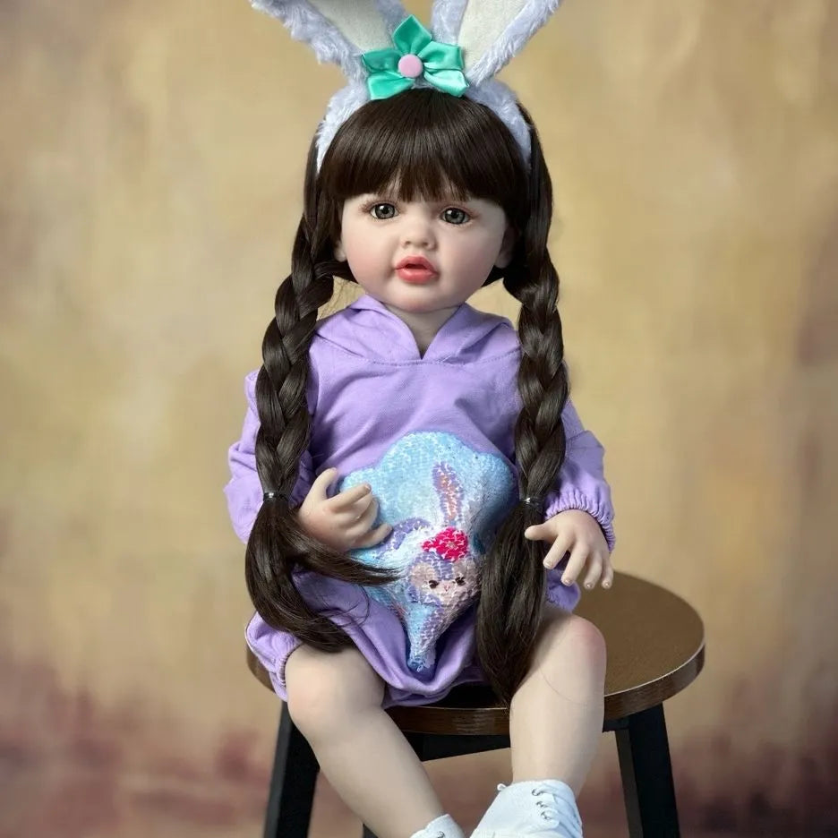 bzdoll 55 cm 22 inch reborn dolls realistic full silicone baby bebe newborn girl doll princess toddler toy gift