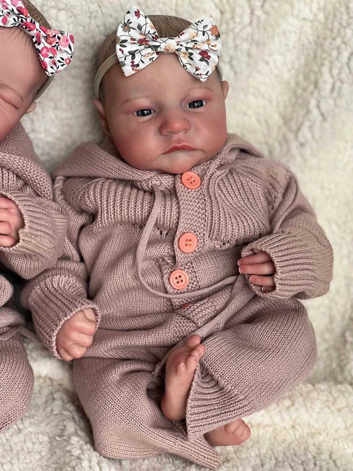 NPK 19inch Already Painted Finished Reborn Baby Doll Twins Levi Awake & Sleeping Newborn Baby Doll 3D Skin Visible Veins | Tesoro Dolls