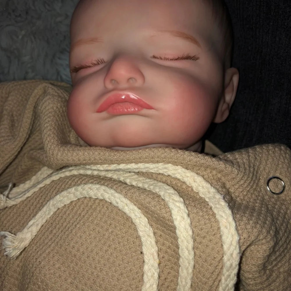 finished painted reborn doll rosalie newborn sleeping doll soft hand-drawing hair 3d skin tone visible veins