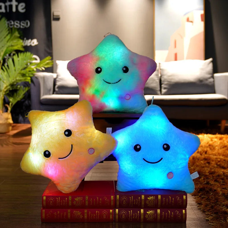 34cm creative toy luminous pillow soft stuffed plush glowing colorful stars cushion led light toys gift