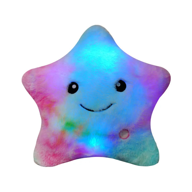 34cm creative toy luminous pillow soft stuffed plush glowing colorful stars cushion led light toys gift