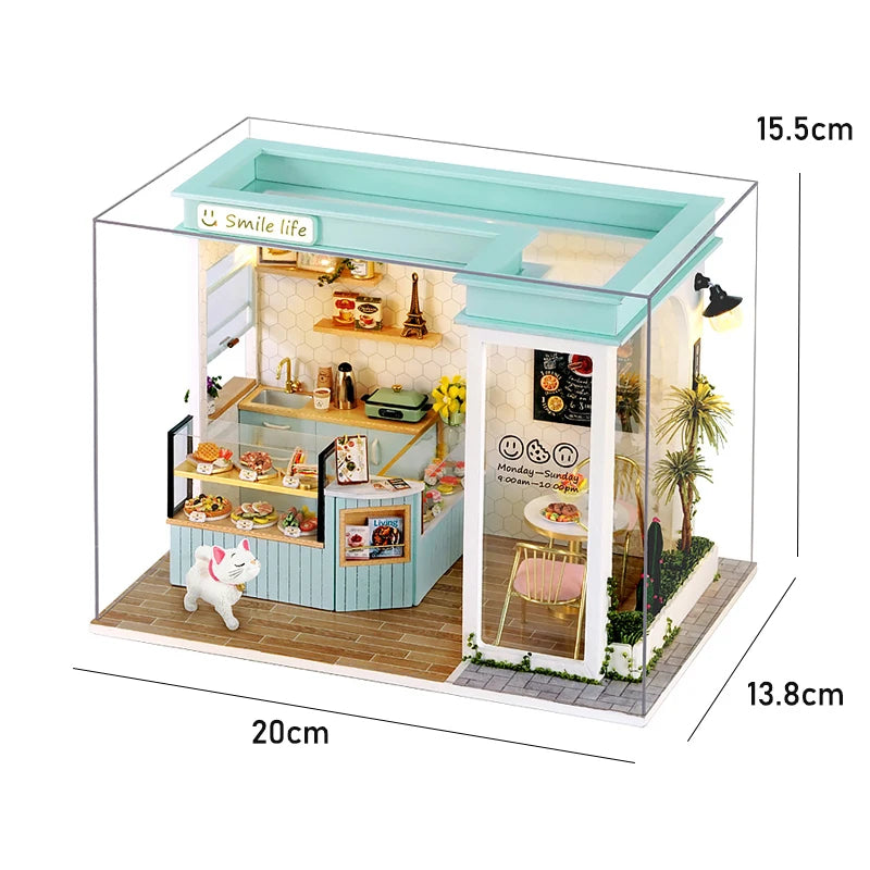 Milk Tea Mini Doll House DIY Kit For Making Room Toys Handmade 3D Puzzle Assembled Toys Birthday Gifts Wooden Crafts Dollhouse | Tesoro Dolls