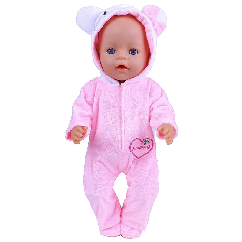 43cm doll clothes 18 inch dolls conjoined pajamas