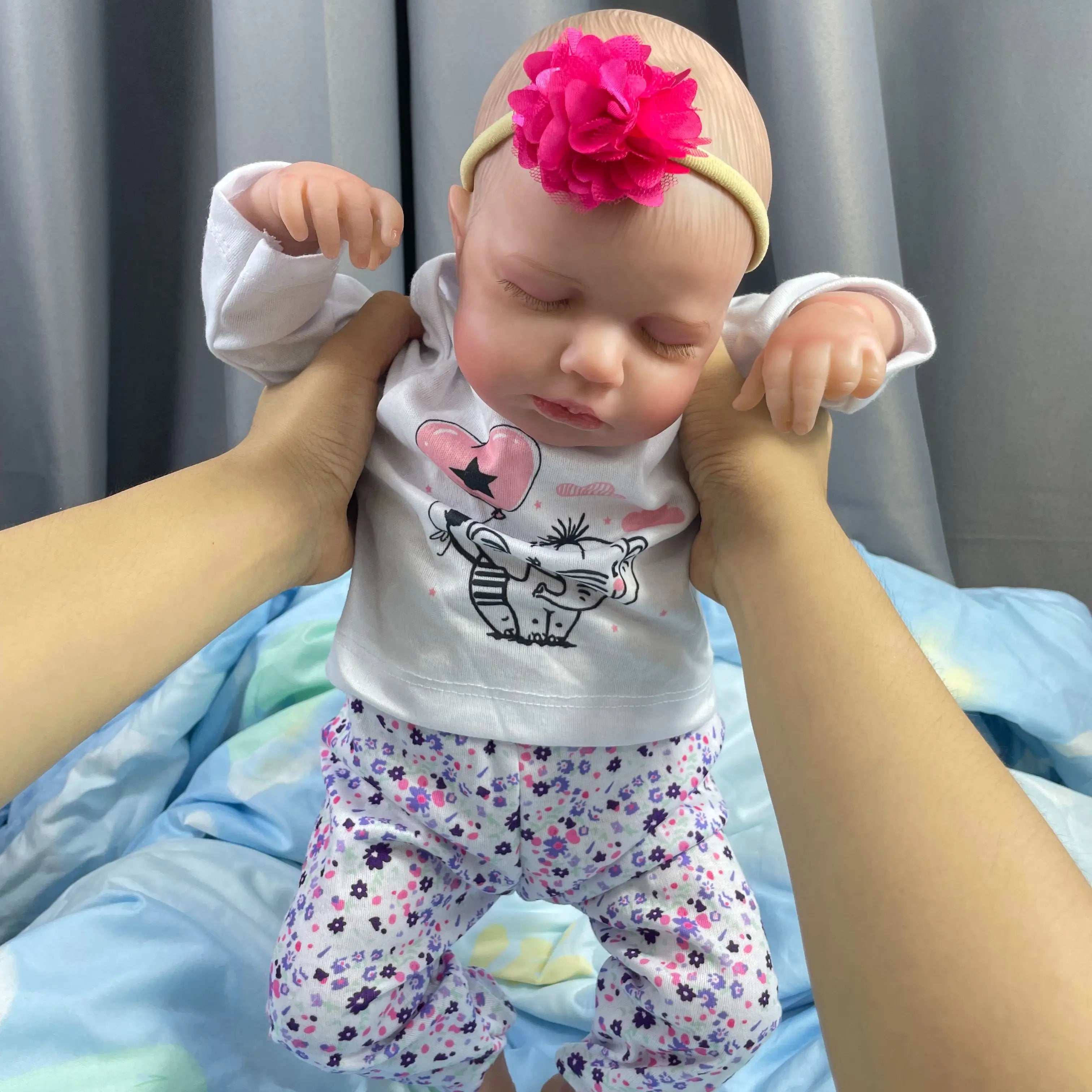 50cm finished reborn baby dolls loulou sleeping girl lifelike silicone vinyl newborn 3d skin visible veins diy toys