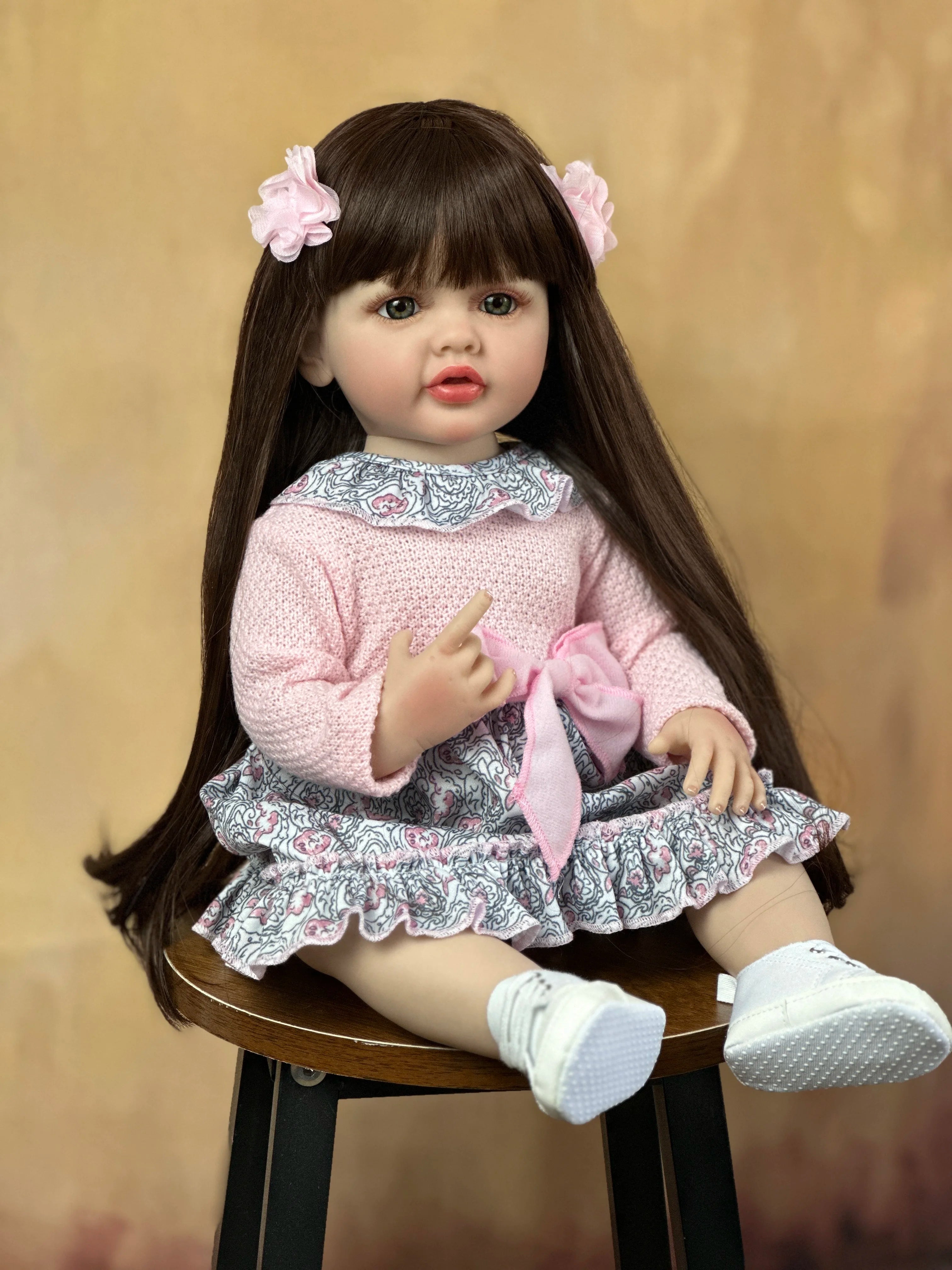 bzdoll full soft silicone body reborn baby girl doll 55cm 22 inch realistic princess toddler bebe bath toy birthday gift