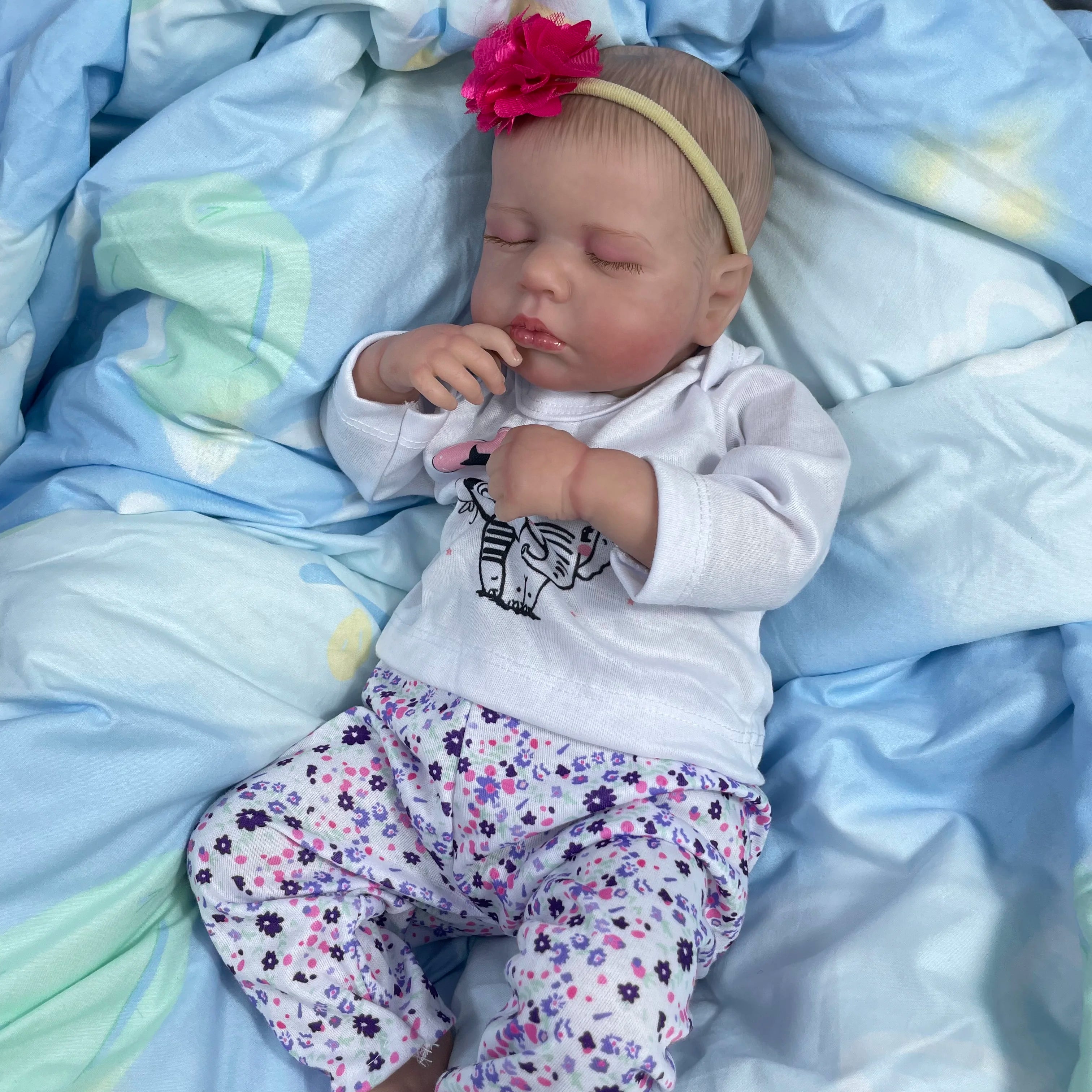 50cm finished reborn baby dolls loulou sleeping girl lifelike silicone vinyl newborn 3d skin visible veins diy toys