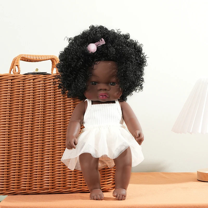 35cm american reborn baby doll black soft vinyl baby dolls lifelike newborn baby doll girl gift doll toy 14inch dolls