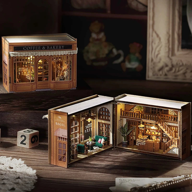 Casa de muñecas en miniatura de madera, kit de construcción de modelo de rompecabezas 3D, juguetes para habitación pequeña, hogar con muebles, iluminación, regalo artesanal de madera