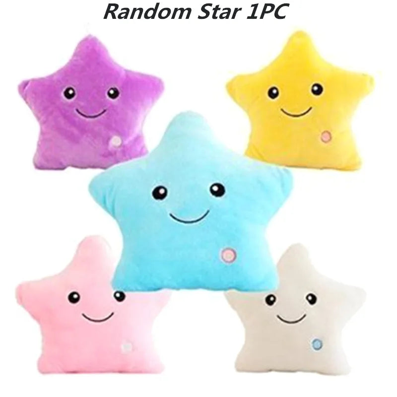 34cm creative toy luminous pillow soft stuffed plush glowing colorful stars cushion led light toys gift