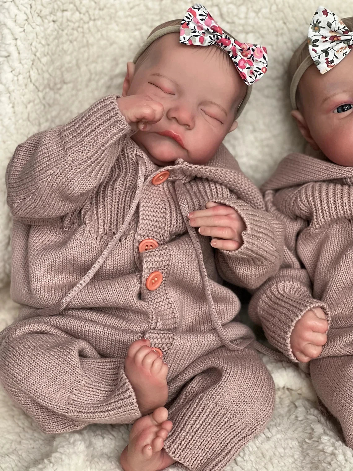 NPK 19inch Already Painted Finished Reborn Baby Doll Twins Levi Awake & Sleeping Newborn Baby Doll 3D Skin Visible Veins | Tesoro Dolls