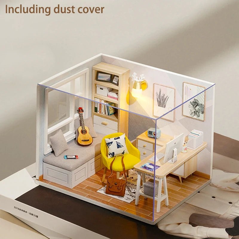 Wooden Miniature Doll House DIY Small House Kit Making Room Toys 3D Puzzle Assembly Building Model Toys for Birthday Gifts | Tesoro Dolls