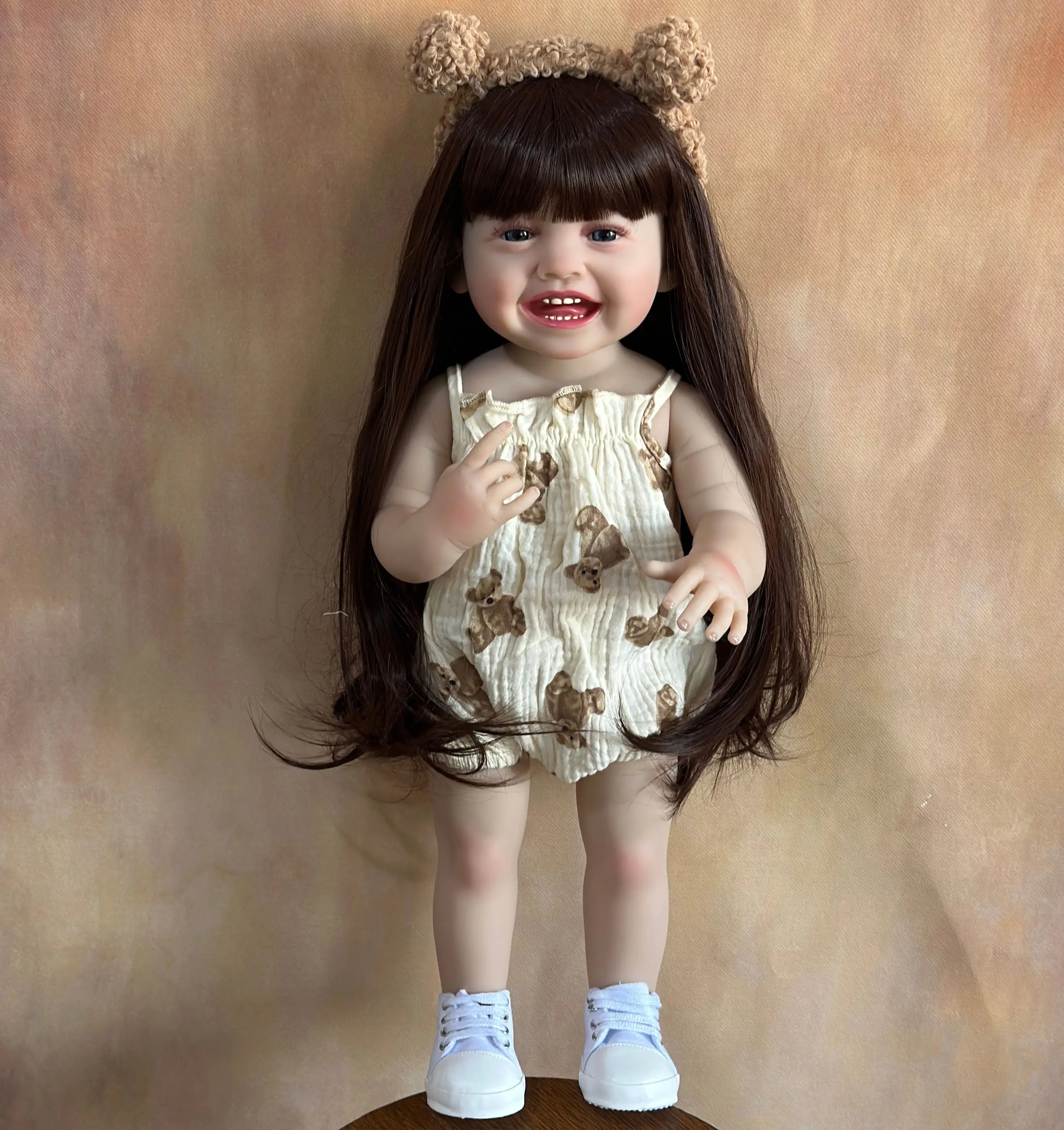 stand reborn baby lifelike girl doll full soft silicone body princess toddler bebe birthday gift