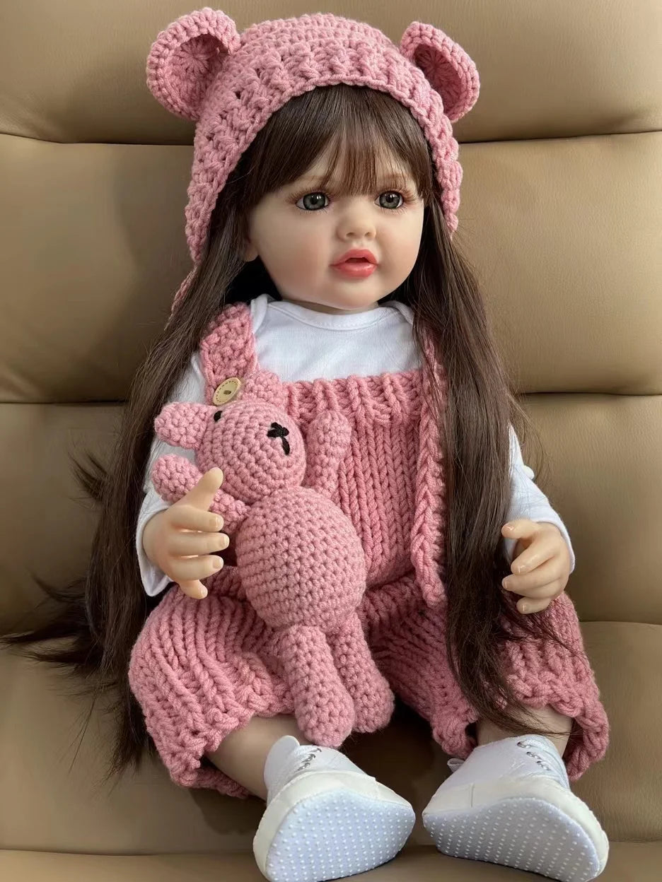 bzdoll 55 cm 22 inch reborn dolls realistic full silicone baby bebe newborn girl doll princess toddler toy gift