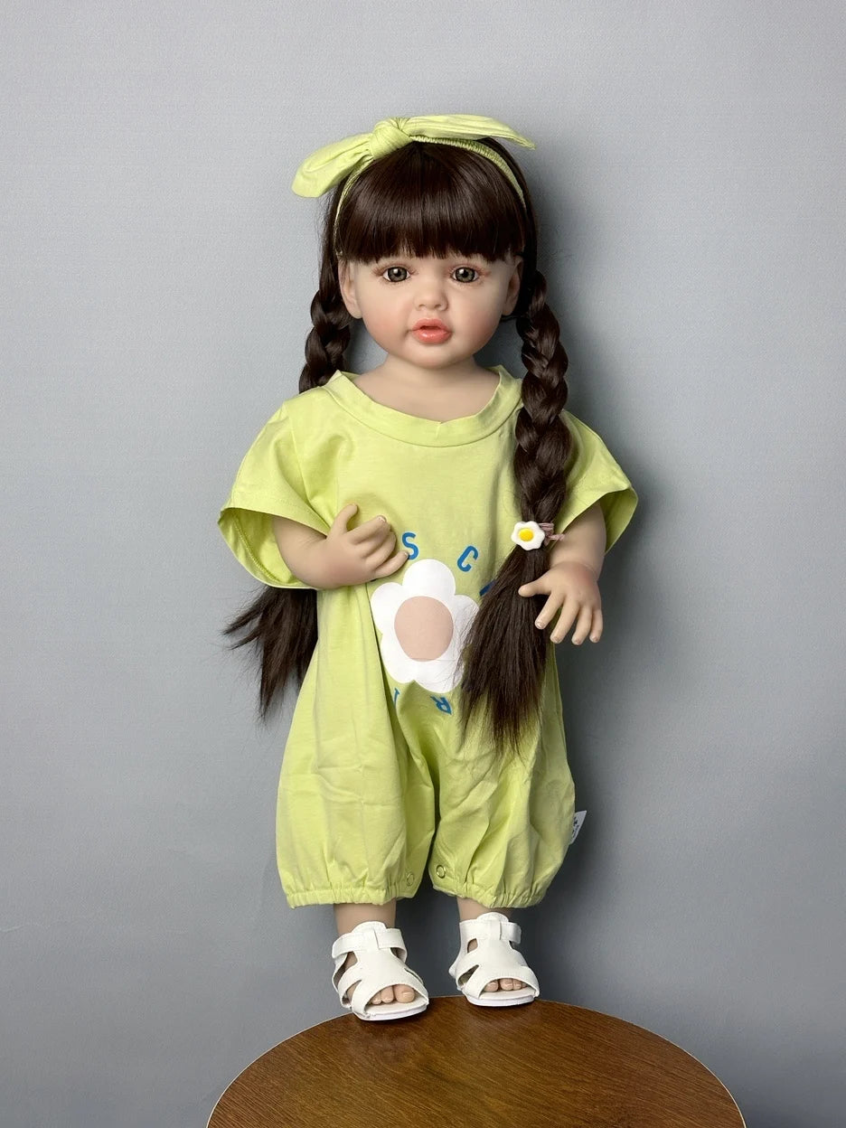 stand reborn baby lifelike girl doll full soft silicone body princess toddler bebe birthday gift