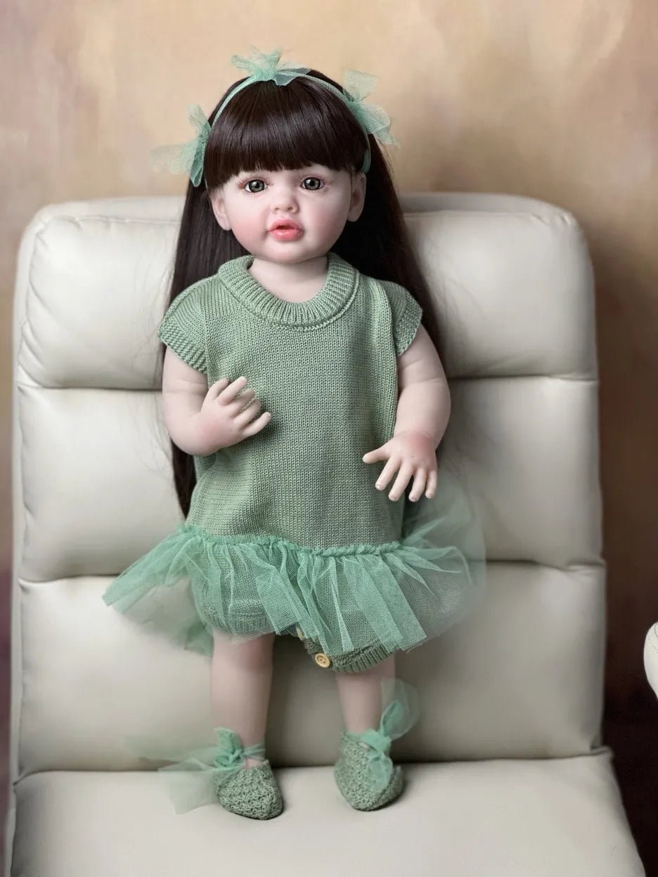 stand reborn baby lifelike girl doll full soft silicone body princess toddler bebe birthday gift