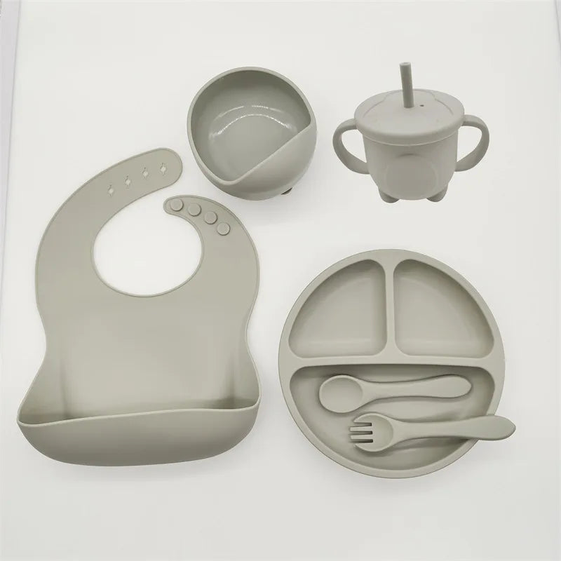 tableware set baby complementary food training silicone tableware 8pce set baby suction cups bowls baby supplies