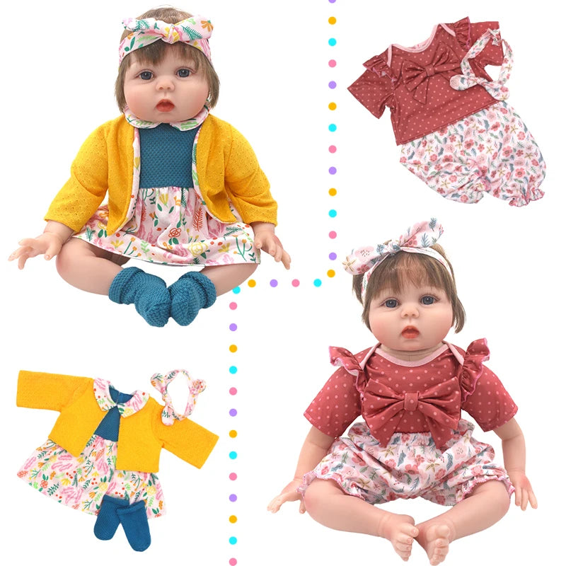 50-55cm Reborn Baby Doll Clothes Rompers 22 Inch Doll Clothes Dress Skirt Toys Outfit | Tesoro Dolls