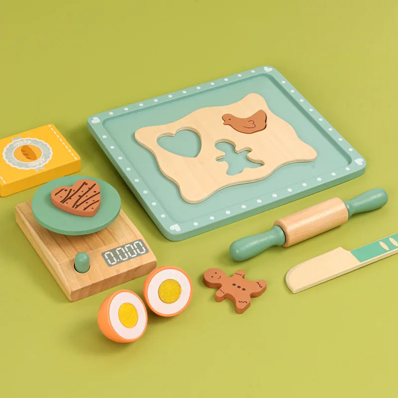 Wooden Pretend Play Set High Tea Set Toys Kitchen Playset Ice Cream Cake Toy for Kids Girls Boys Educational Toys Children Gifts | Tesoro Dolls